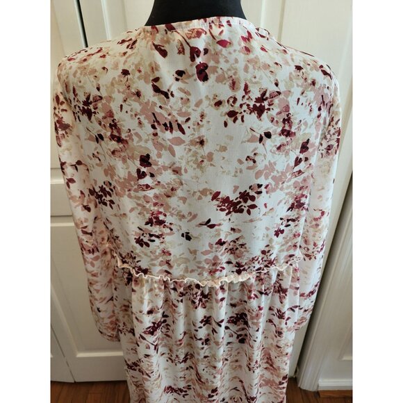 Blush Pink Tiered Sheer Floral Maxi Kimono Coverup sz S Cottagecore Fairy - Picture 3 of 8